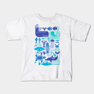 Sea friends (blue) Kids T-Shirt